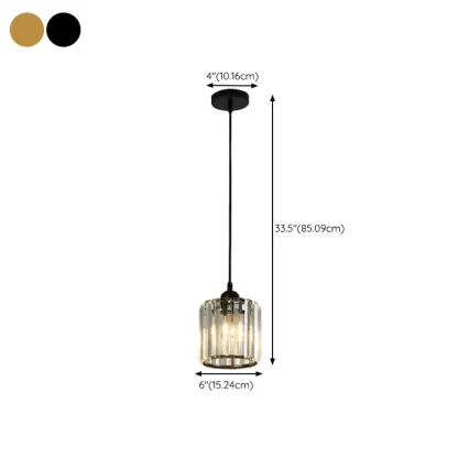 Luxury Cylinder Pendant Lamp with Crystal for Dining Room #size