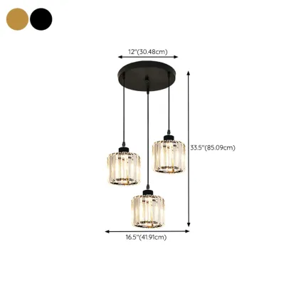 Luxury Cylinder Pendant Lamp with Crystal for Dining Room Image - 26