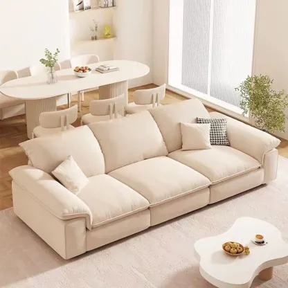 Ivory Pine Sofa with Scratch-Shield & Concealed Support Image - 1