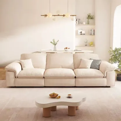 Ivory Pine Sofa with Scratch-Shield & Concealed Support Image - 3
