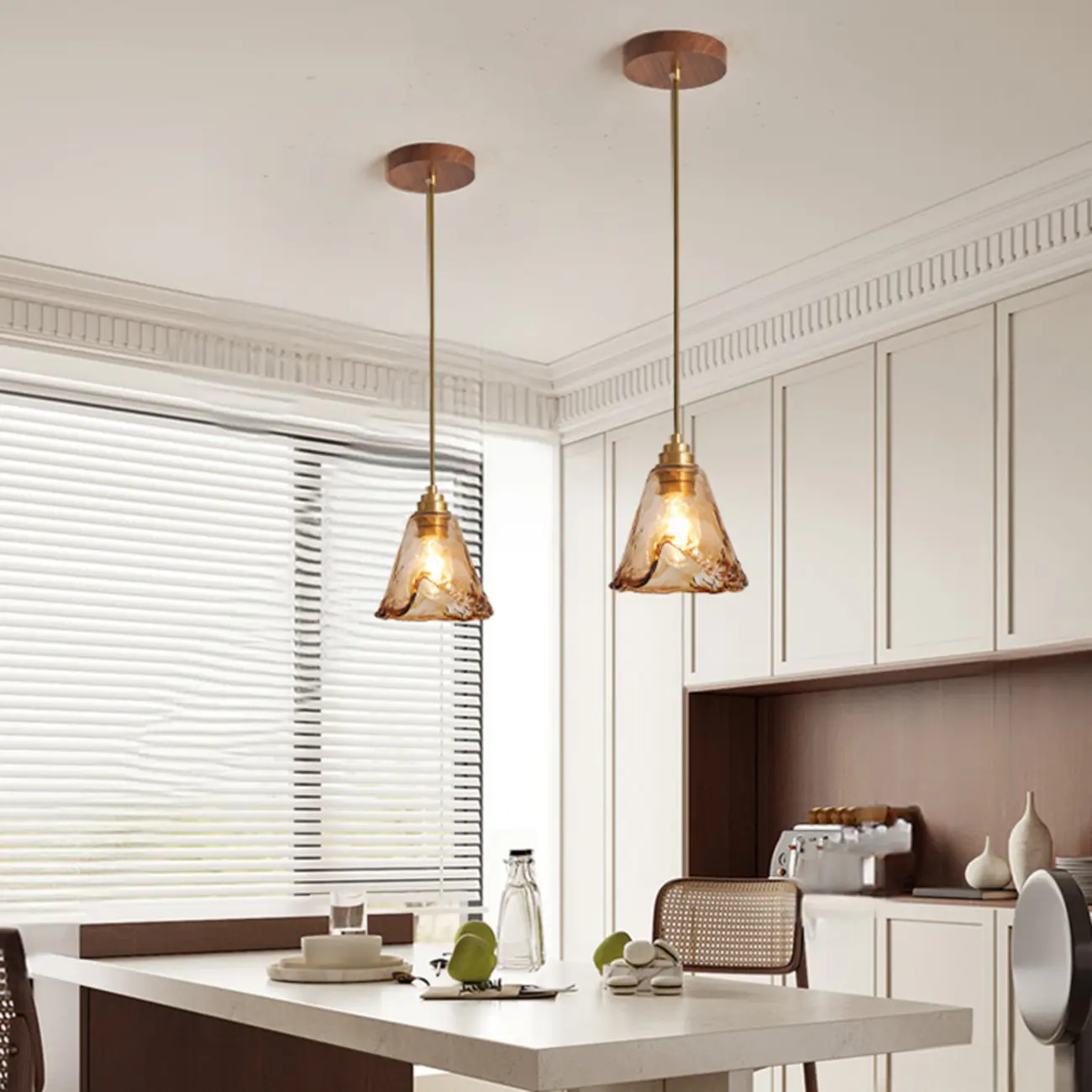 Modern Amber Water Ripple Glass Pendant Light for Dining Room Image - 1 | homeyfad