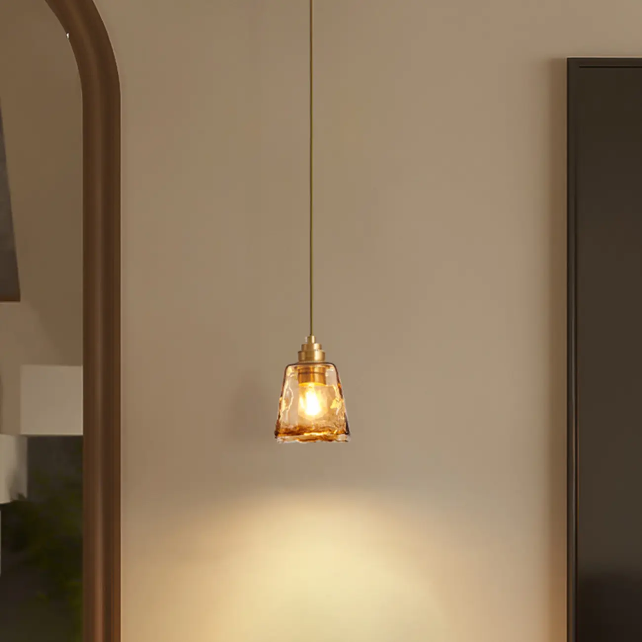 Modern Amber Water Ripple Glass Pendant Light for Dining Room Image - 2 | homeyfad