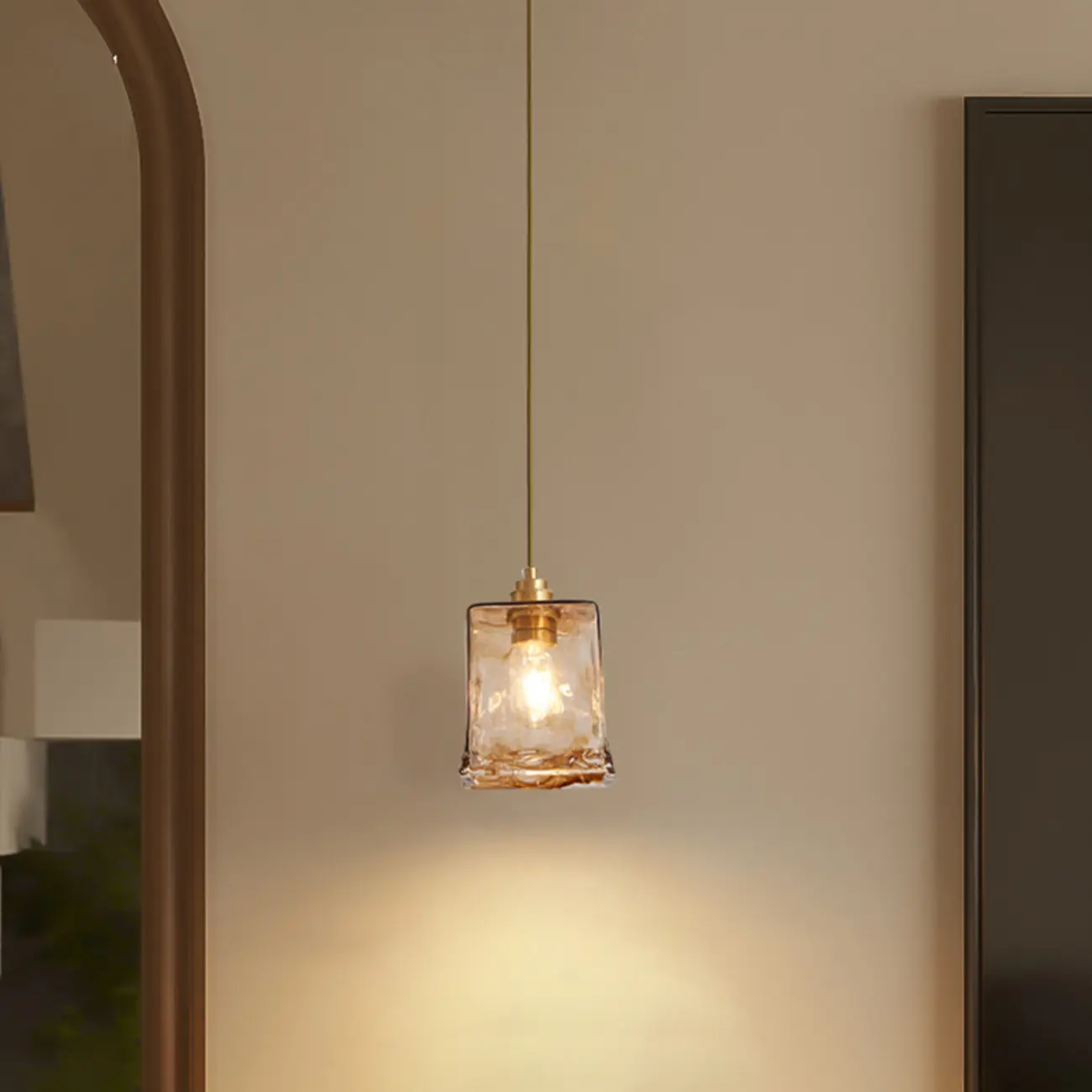 Modern Amber Water Ripple Glass Pendant Light for Dining Room Image - 3 | homeyfad