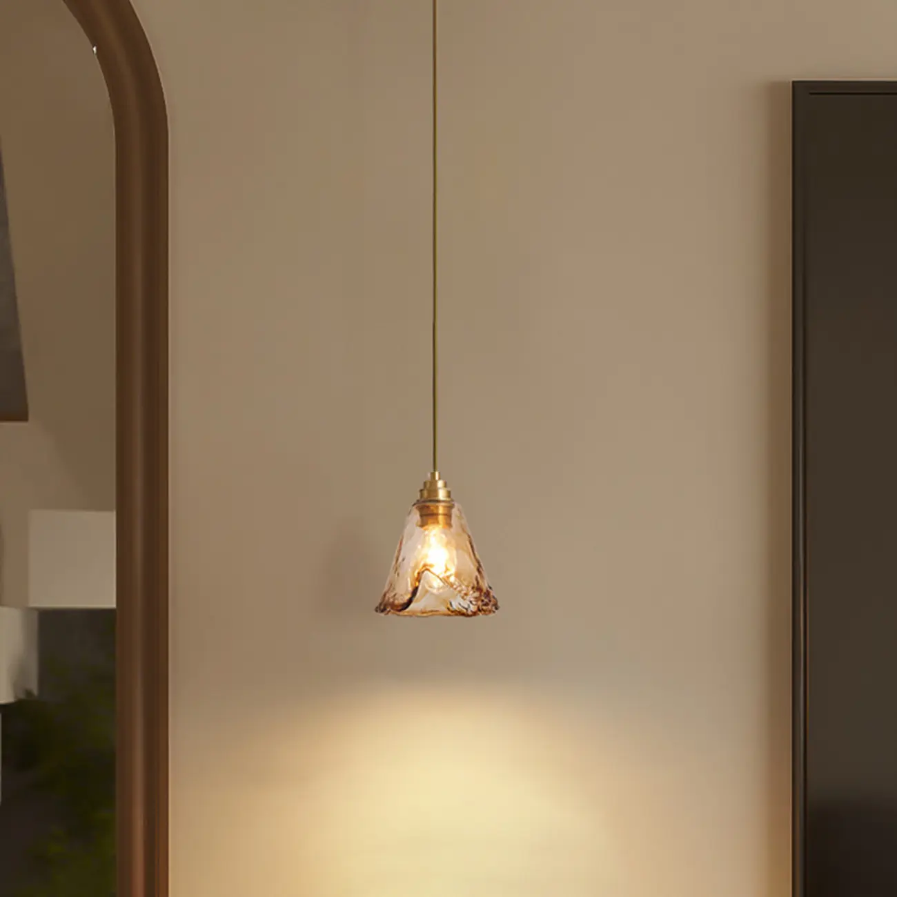 Modern Amber Water Ripple Glass Pendant Light for Dining Room Image - 5 | homeyfad