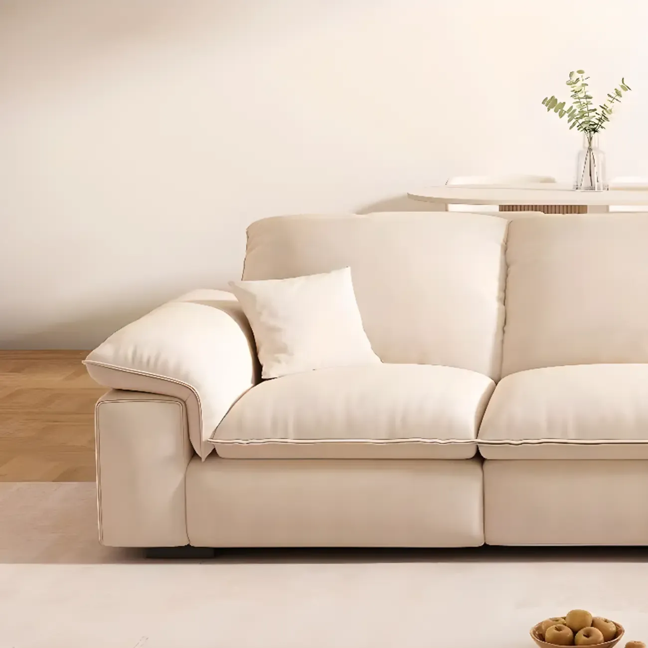Ivory Pine Sofa with Scratch-Shield & Concealed Support Image - 11