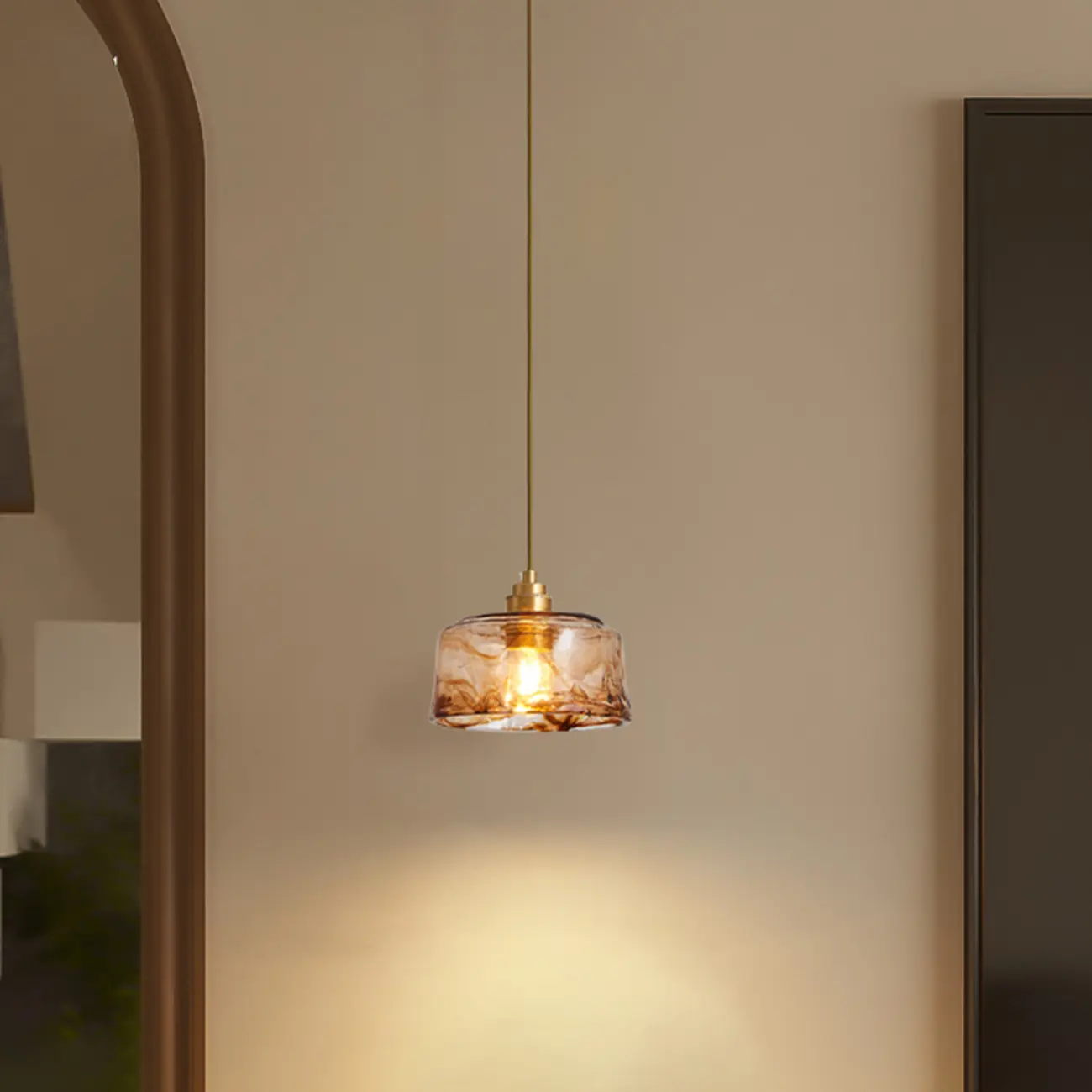 Modern Amber Water Ripple Glass Pendant Light for Dining Room Image - 7 | homeyfad