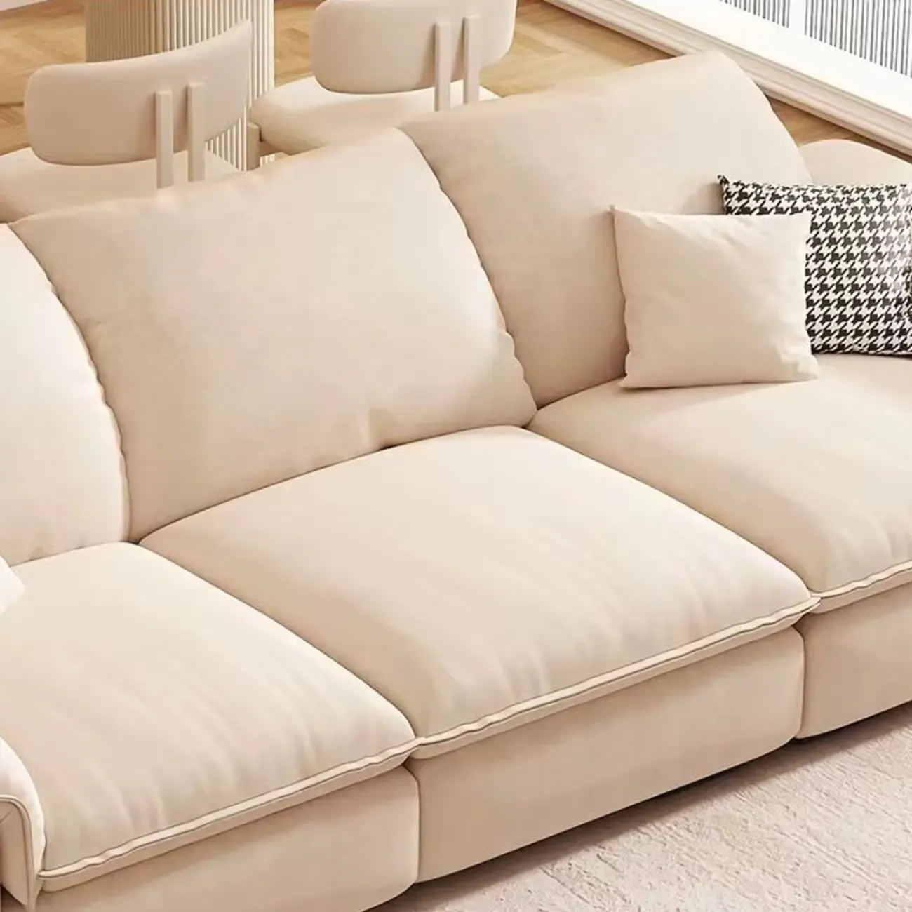 Ivory Pine Sofa with Scratch-Shield & Concealed Support Image - 13