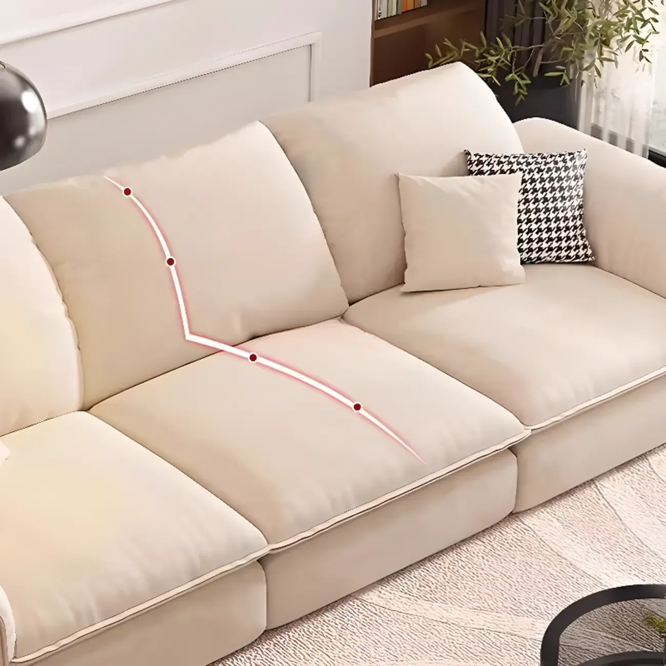 Ivory Pine Sofa with Scratch-Shield & Concealed Support Image - 14