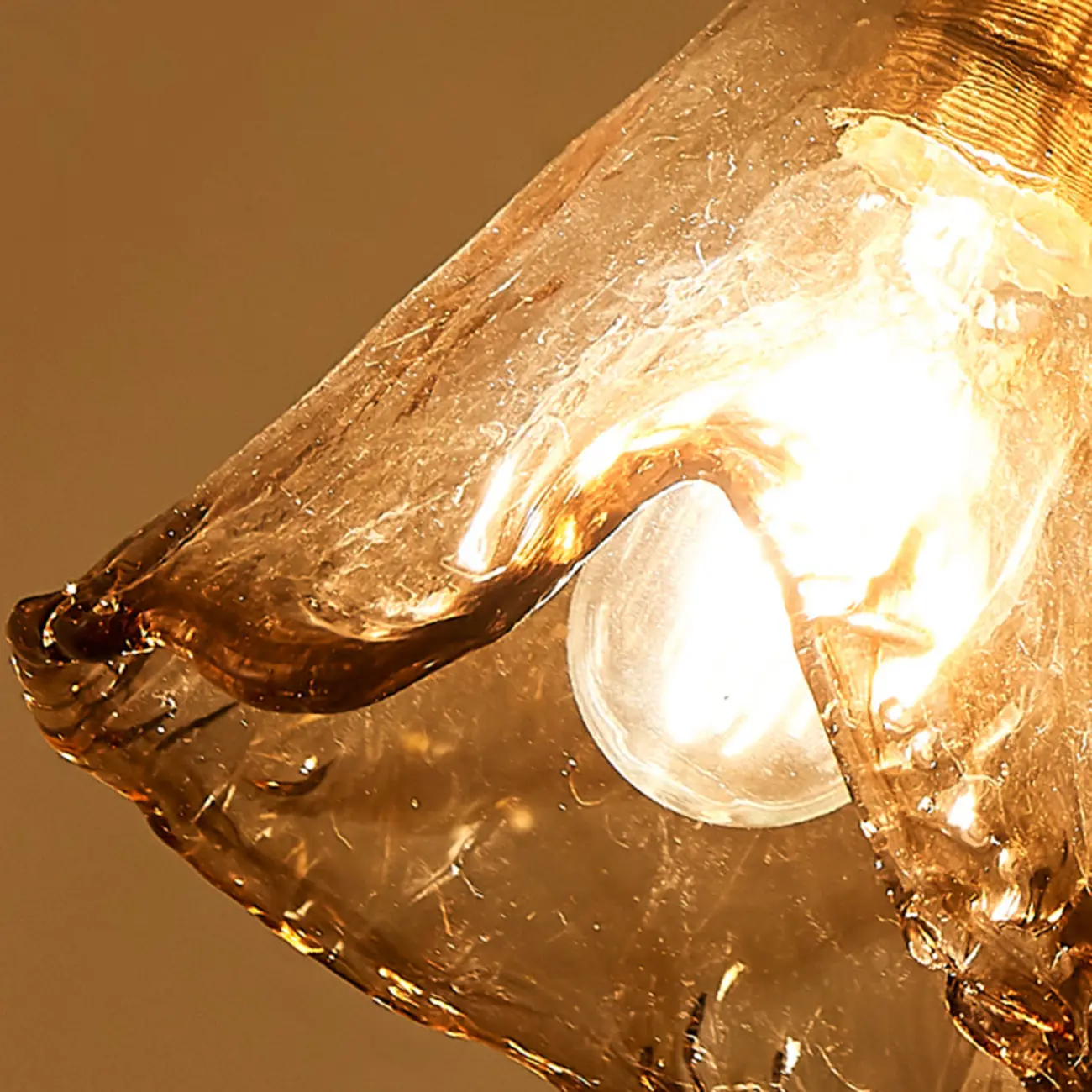 Modern Amber Water Ripple Glass Pendant Light for Dining Room Image - 11 | homeyfad