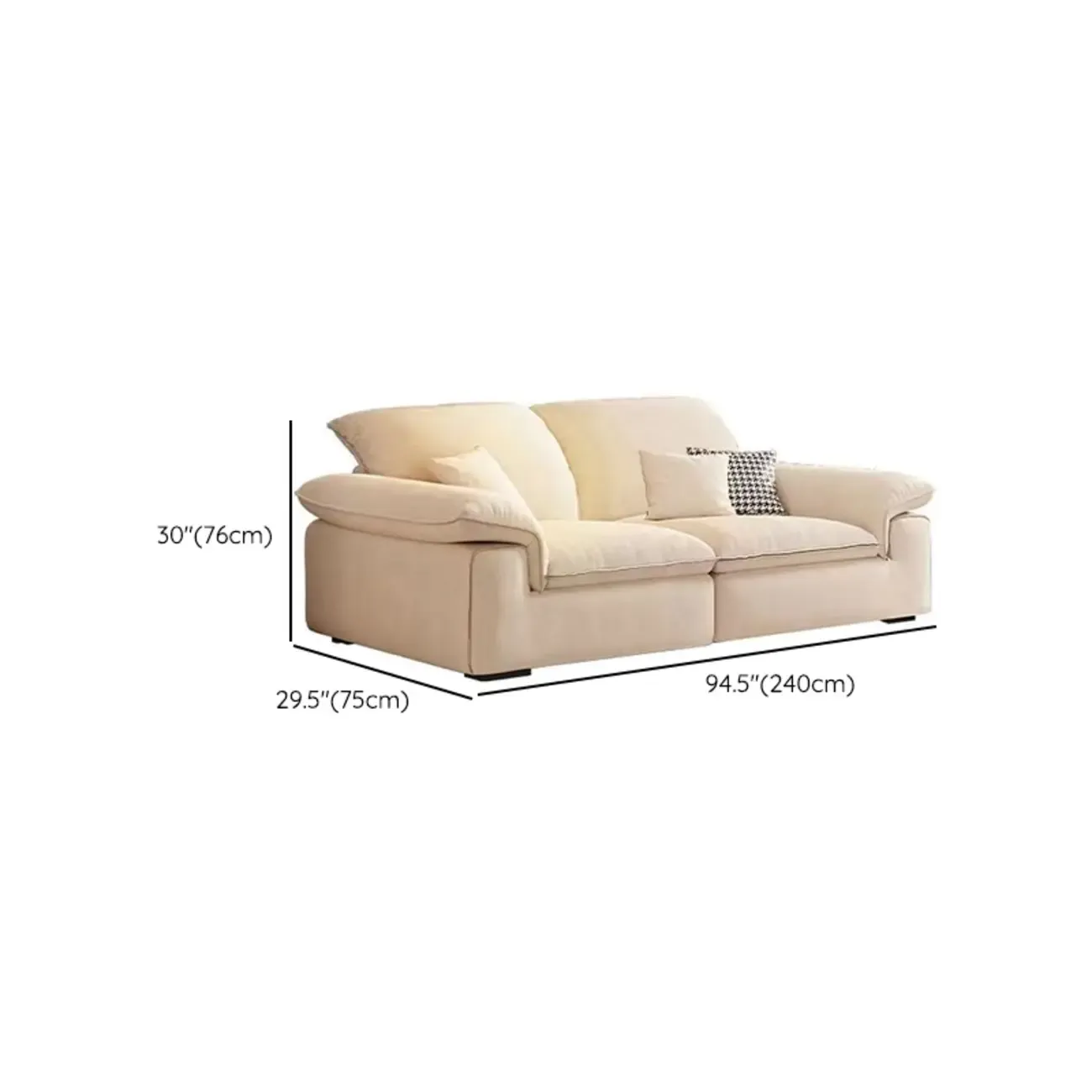 Ivory Pine Sofa with Scratch-Shield & Concealed Support Image - 20