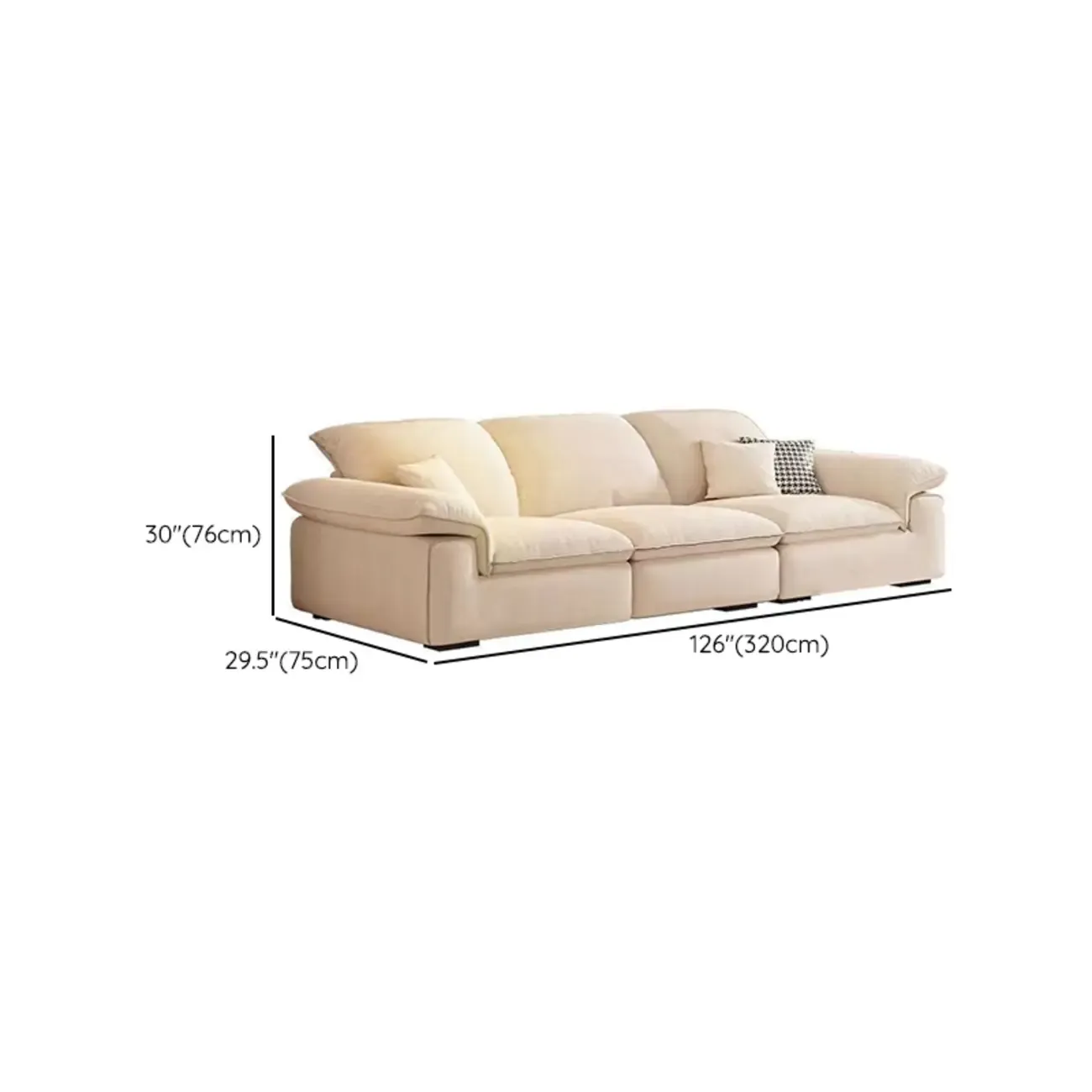 Ivory Pine Sofa with Scratch-Shield & Concealed Support Image - 24