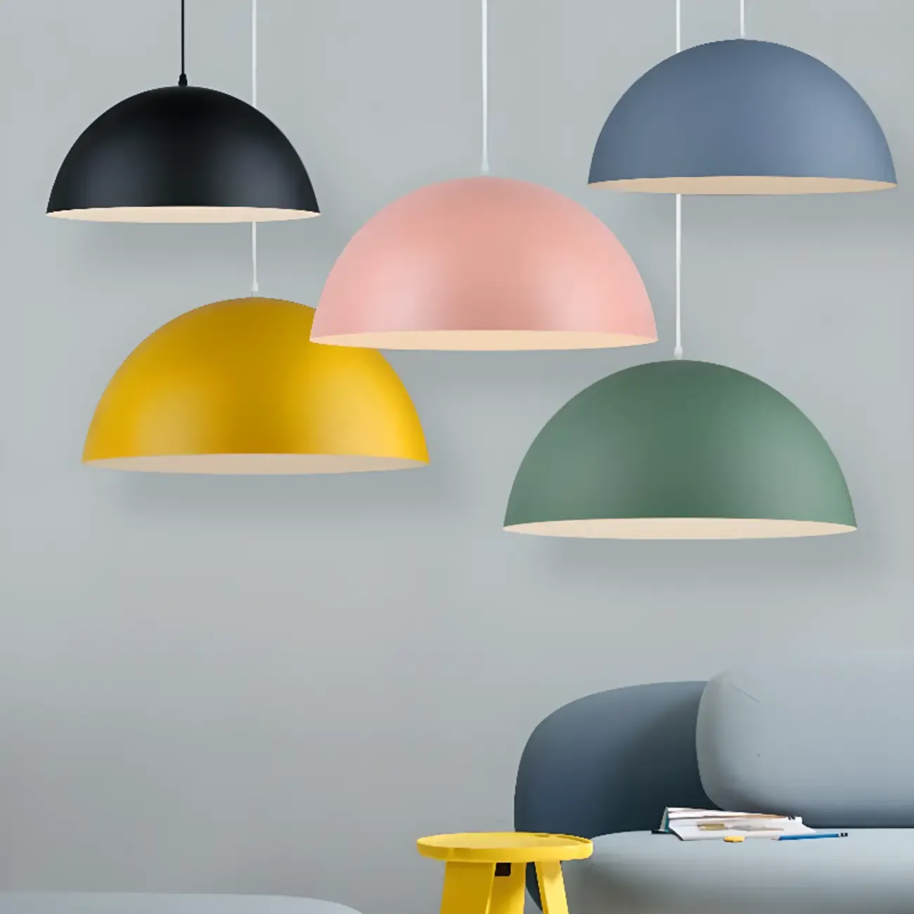 Industrial Black Aluminum Dome Pendant Lamp for Restaurant Image - 2