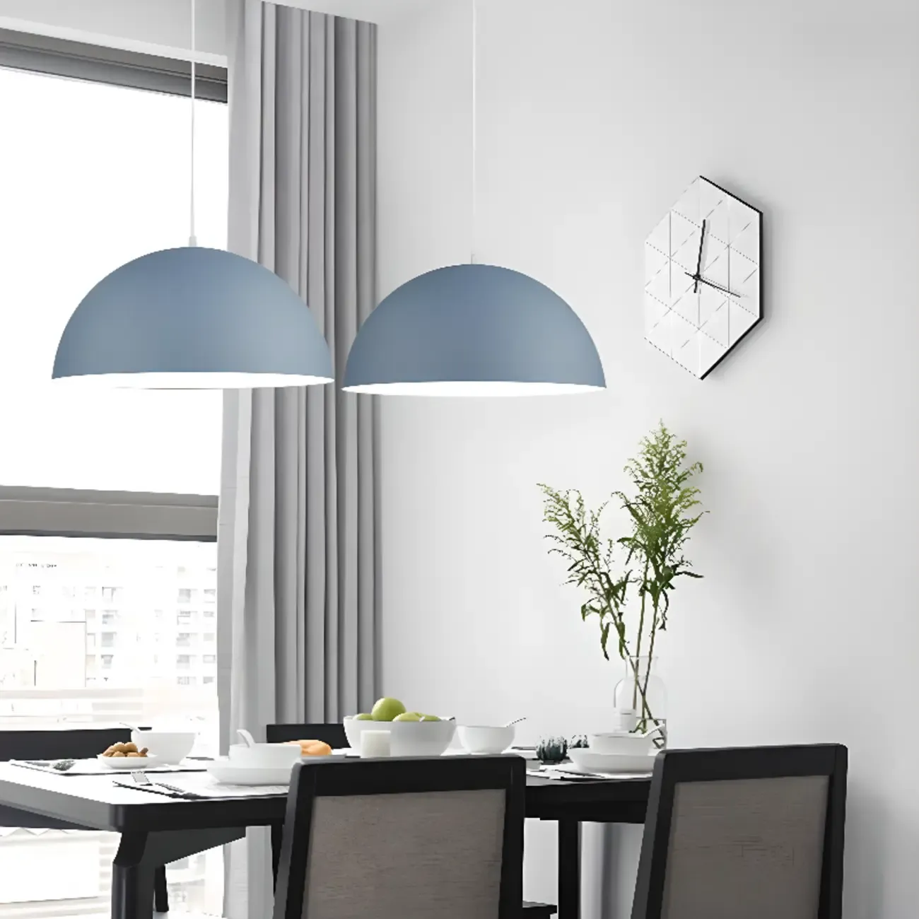 Industrial Black Aluminum Dome Pendant Lamp for Restaurant Image - 3