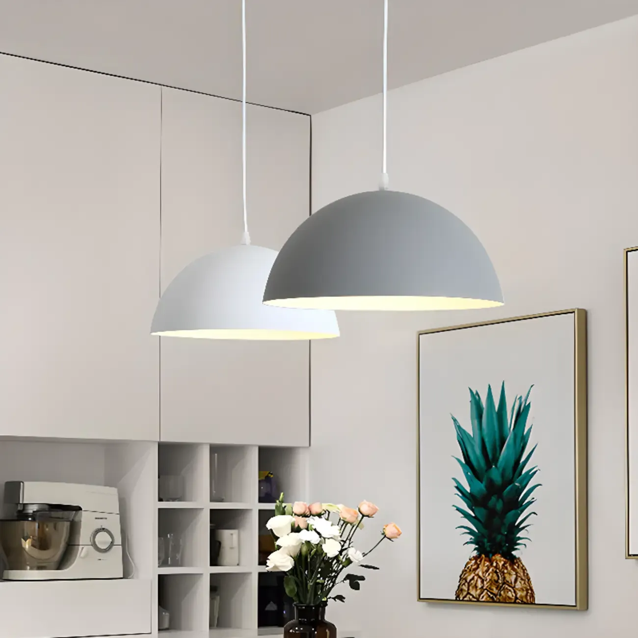 Industrial Black Aluminum Dome Pendant Lamp for Restaurant Image - 4