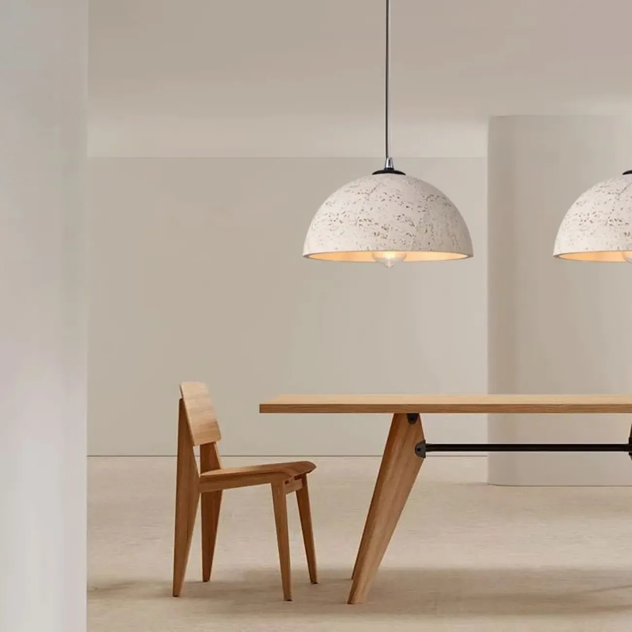 Minimalist Marble Effect Dome Pendant Light for Dining Room Image - 1