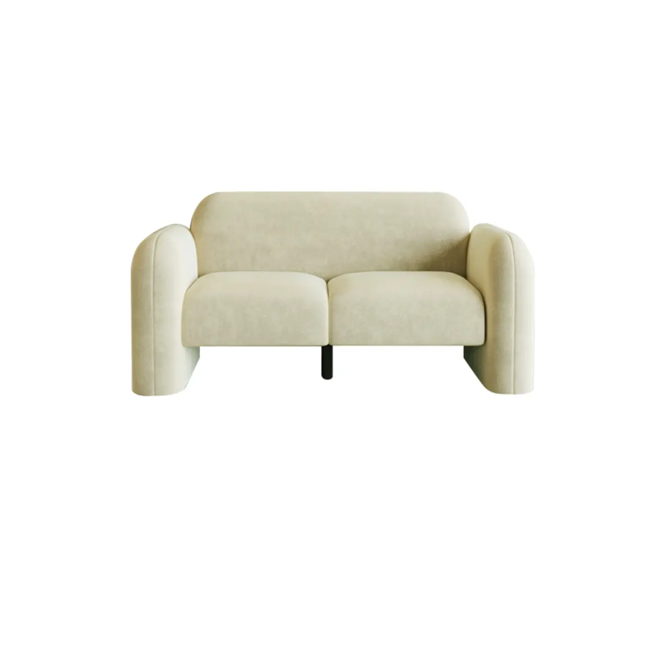 Modern Flannel Upholstery Loveseat Sofa in Cream White Image - 2 | homeyfad
