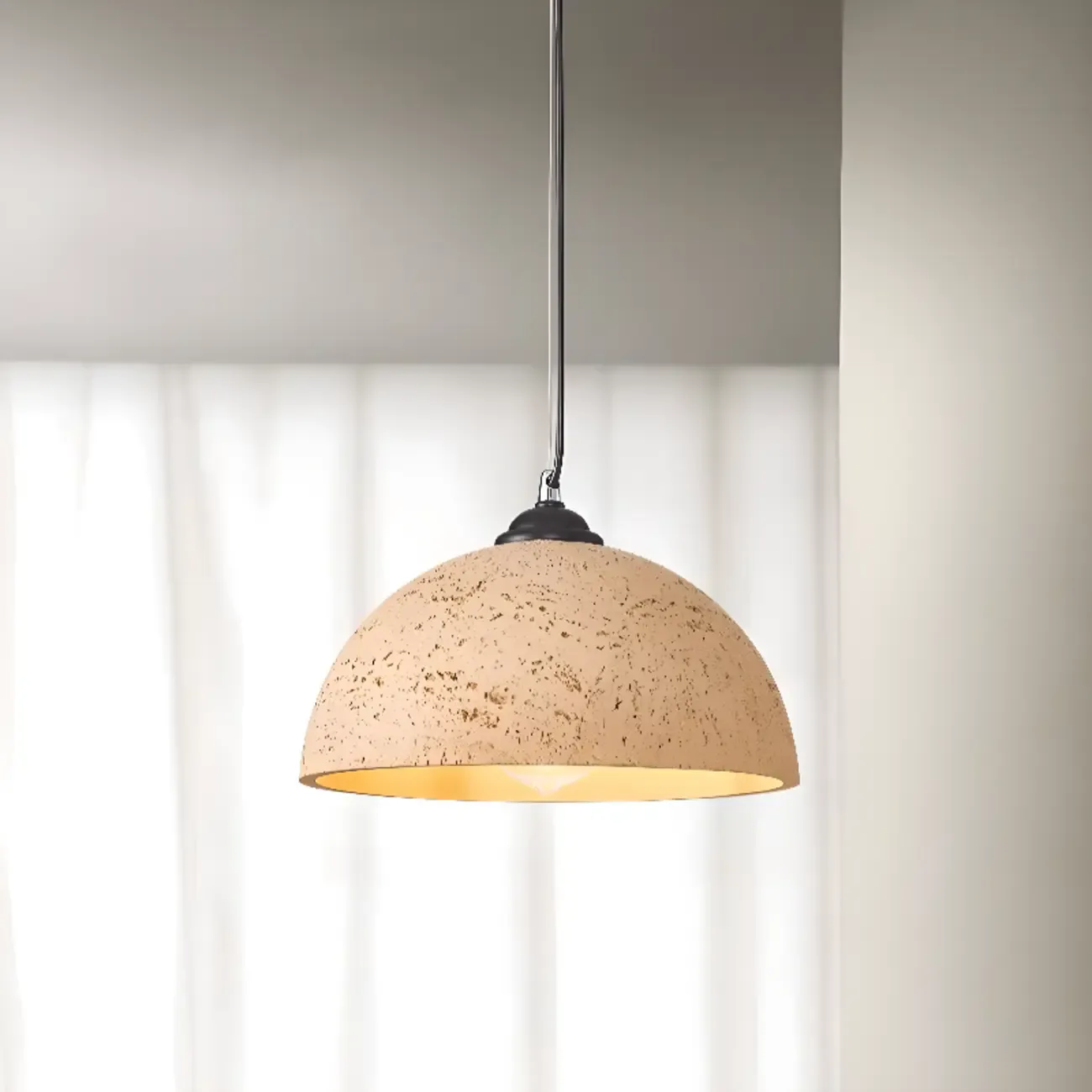 Minimalist Marble Effect Dome Pendant Light for Dining Room Image - 10
