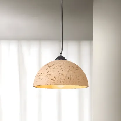Minimalist Marble Effect Dome Pendant Light for Dining Room Image - 10