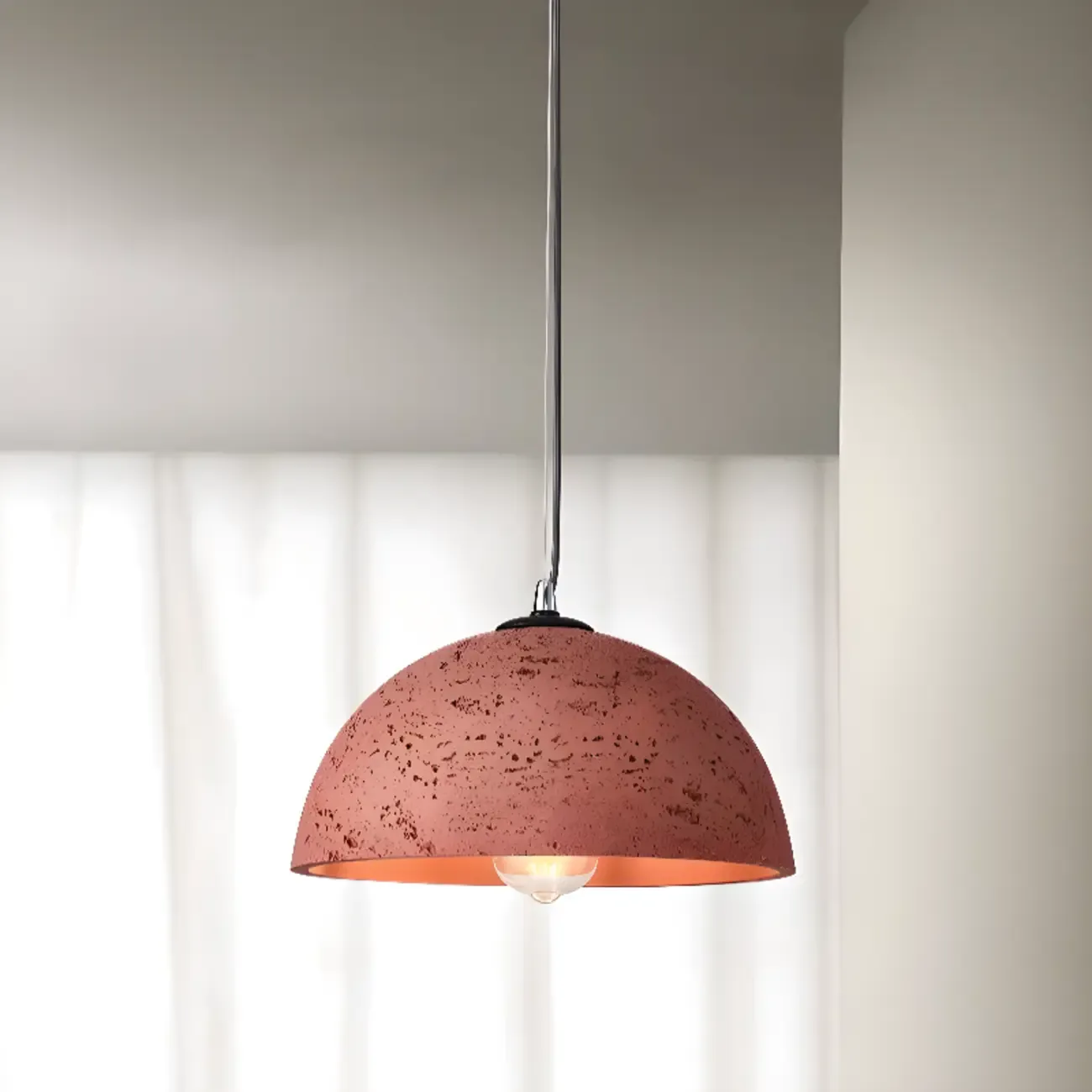 Minimalist Marble Effect Dome Pendant Light for Dining Room Image - 11