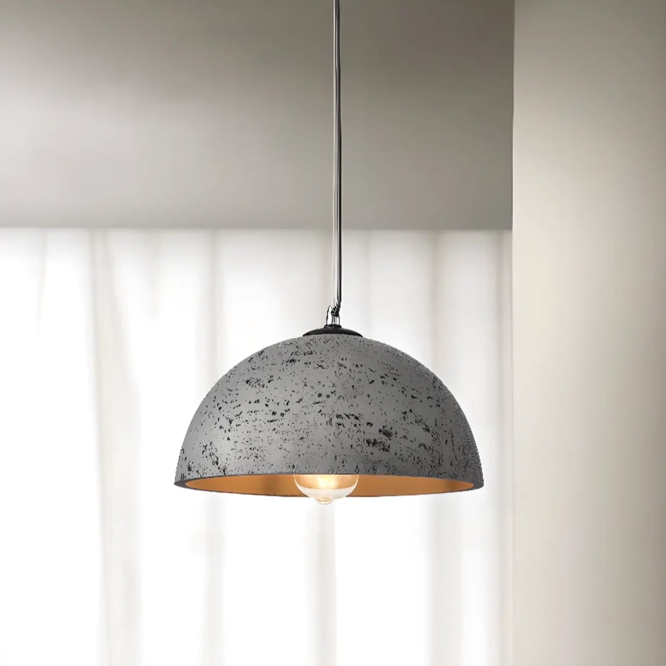 Minimalist Marble Effect Dome Pendant Light for Dining Room Image - 13 | homeyfad