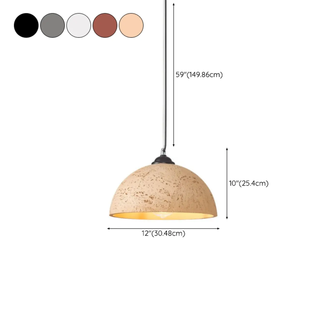 Minimalist Marble Effect Dome Pendant Light for Dining Room #size | homeyfad
