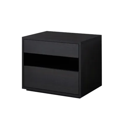 Modern Simple Style Bedside Table with Drawer Black Nightstand Image - 2