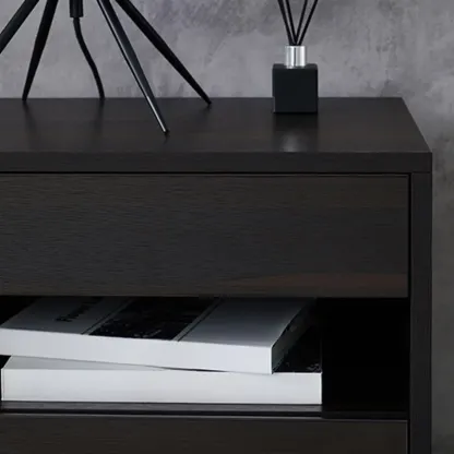 Modern Simple Style Bedside Table with Drawer Black Nightstand Image - 7