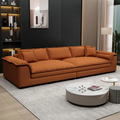 Oversized Modern Orange Upholstery 4-Seat Sofa for Living Room Image - 1
