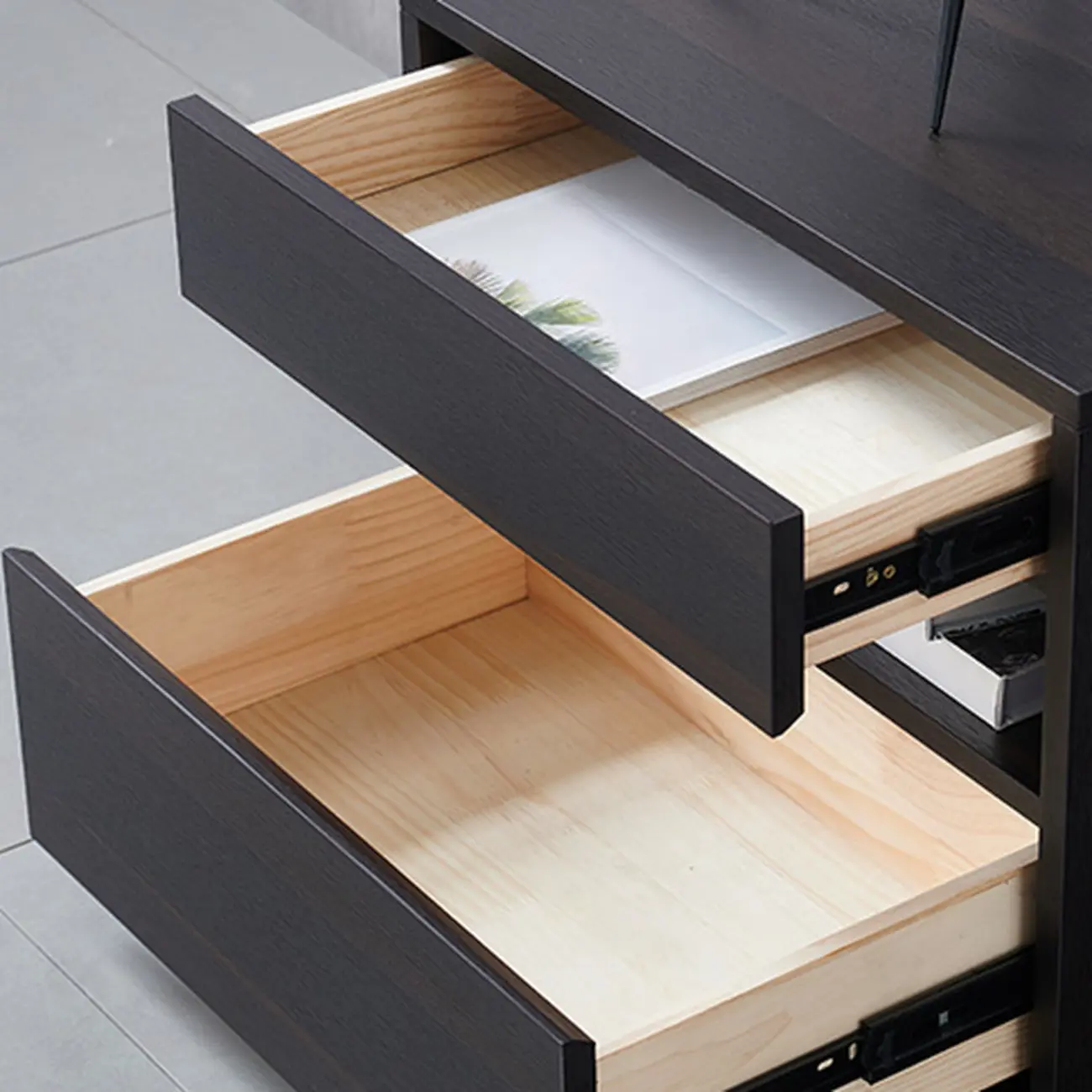 Modern Simple Style Bedside Table with Drawer Black Nightstand Image - 10 | homeyfad