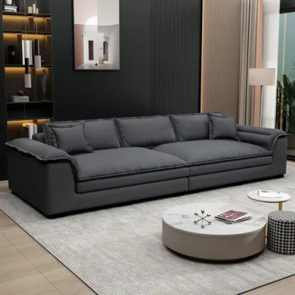 Oversized Modern Orange Upholstery 4-Seat Sofa for Living Room Image - 3