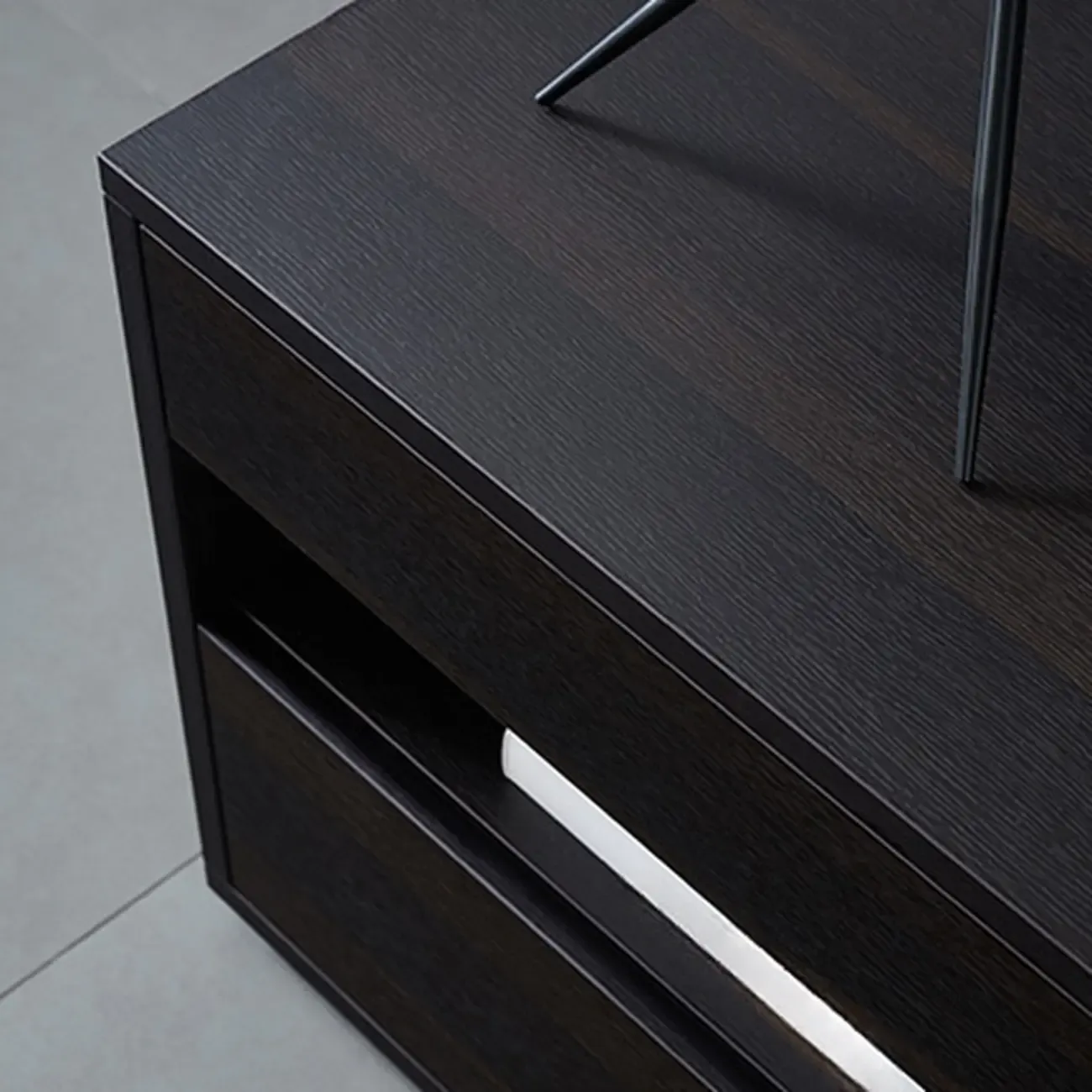 Modern Simple Style Bedside Table with Drawer Black Nightstand Image - 11