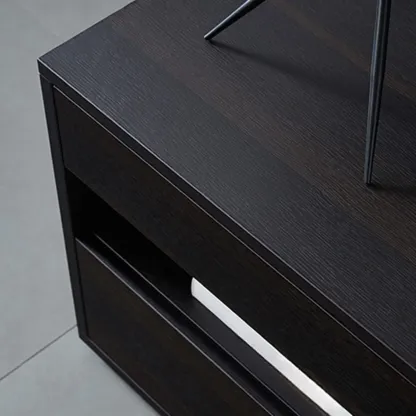 Modern Simple Style Bedside Table with Drawer Black Nightstand Image - 11