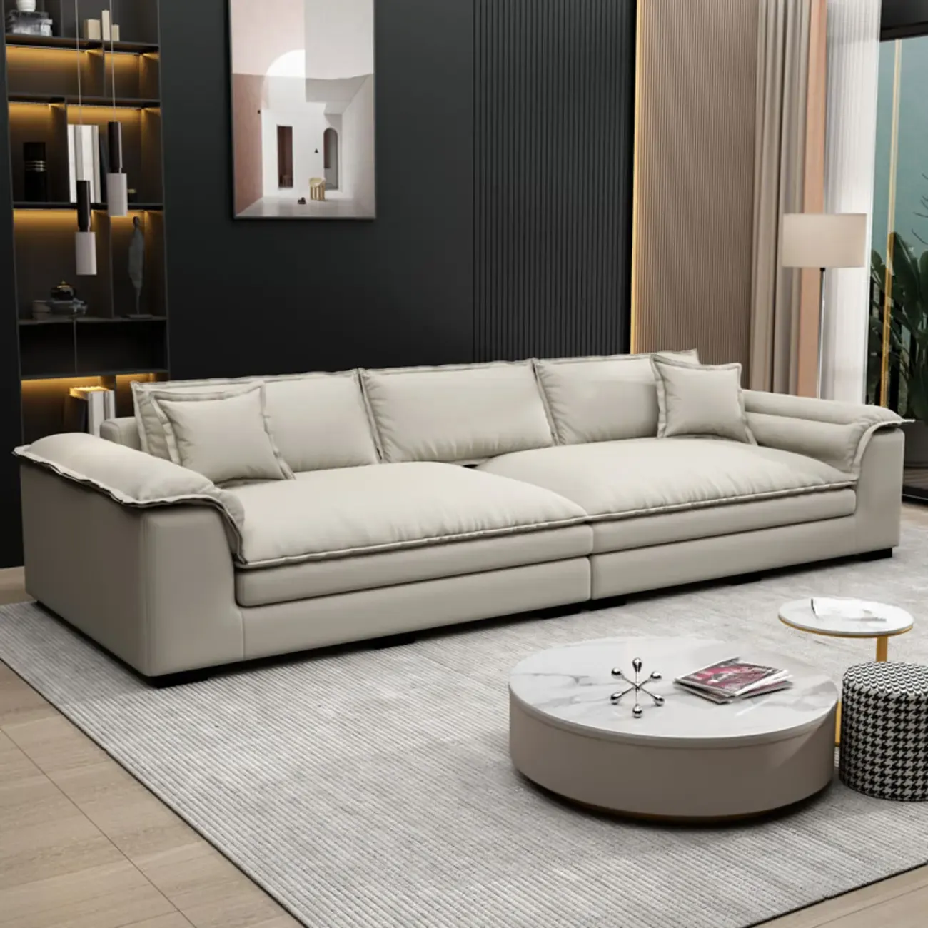 Oversized Modern Orange Upholstery 4-Seat Sofa for Living Room Image - 4