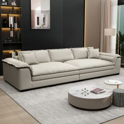 Oversized Modern Orange Upholstery 4-Seat Sofa for Living Room Image - 4