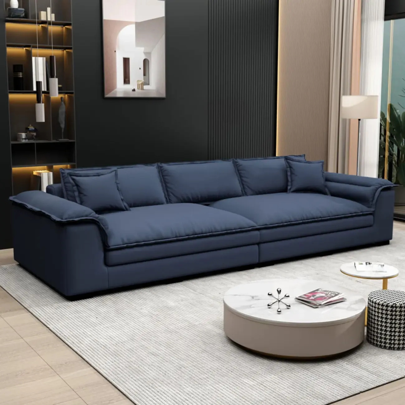 Oversized Modern Orange Upholstery 4-Seat Sofa for Living Room Image - 5