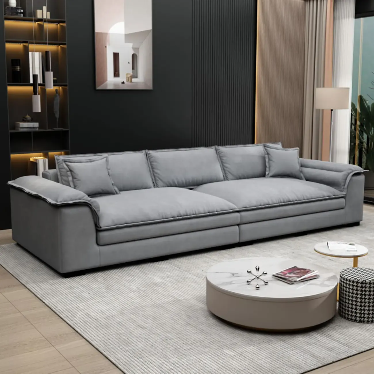 Oversized Modern Orange Upholstery 4-Seat Sofa for Living Room Image - 6