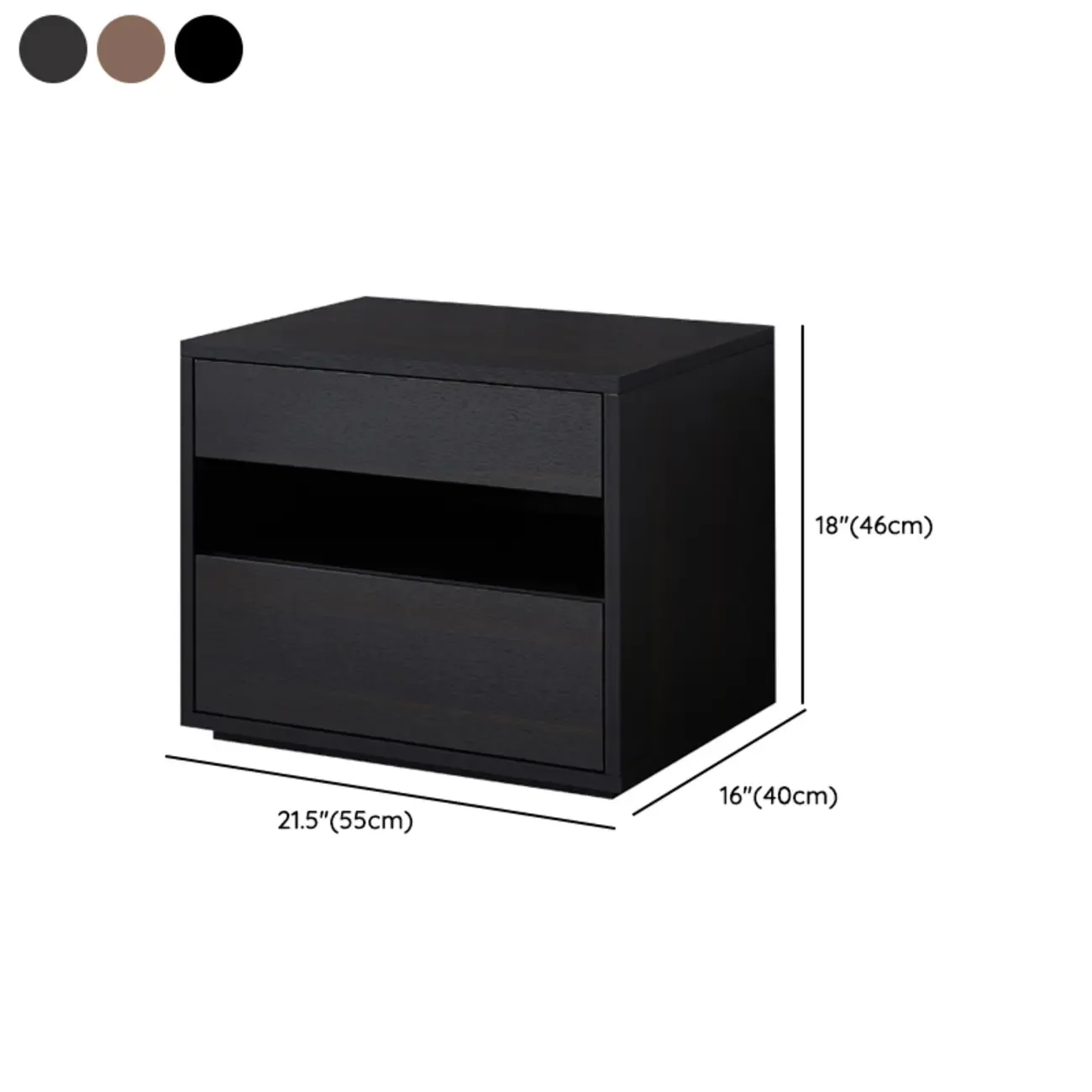 Modern Simple Style Bedside Table with Drawer Black Nightstand Image - 13