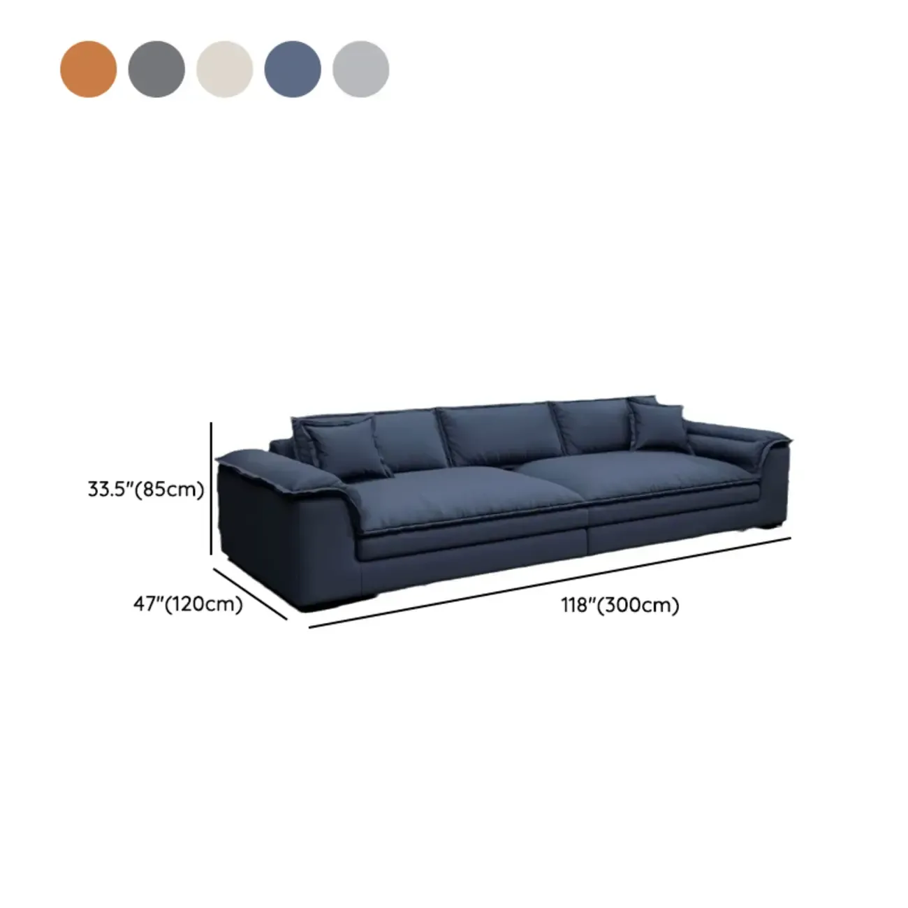 Oversized Modern Orange Upholstery 4-Seat Sofa for Living Room Image - 11
