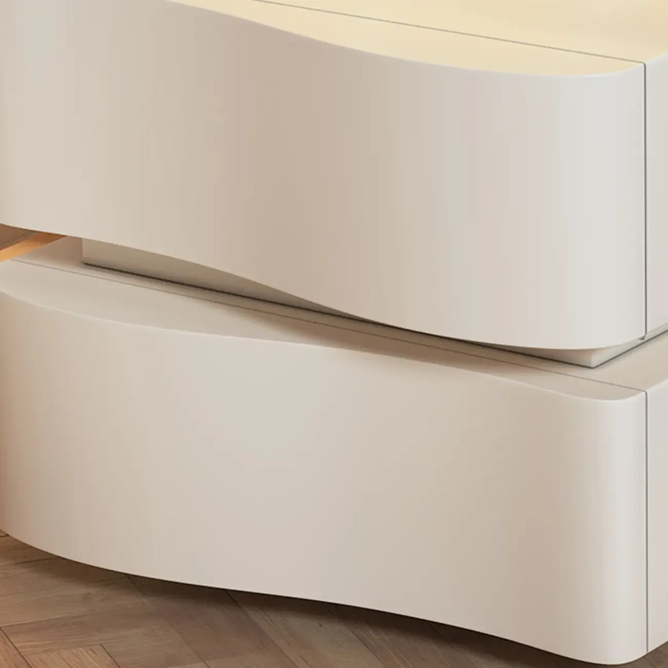 Stylish Solid Wood White Nightstand With 2 Drawer  Image - 5
