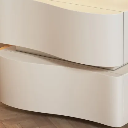 Stylish Solid Wood White Nightstand With 2 Drawer  Image - 5