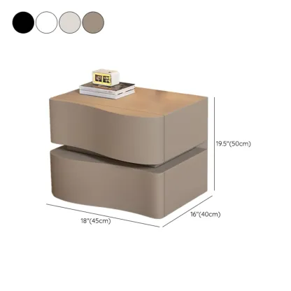 Stylish Solid Wood White Nightstand With 2 Drawer  Image - 9