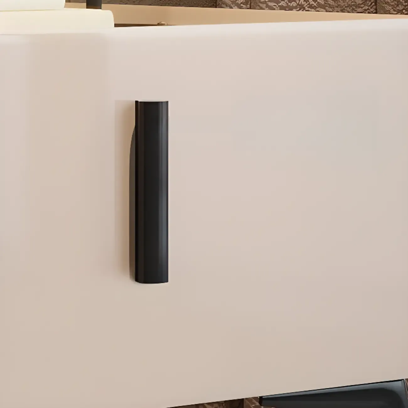 White Nightstand with Drawer Storage Faux Marble Countertop Image - 8