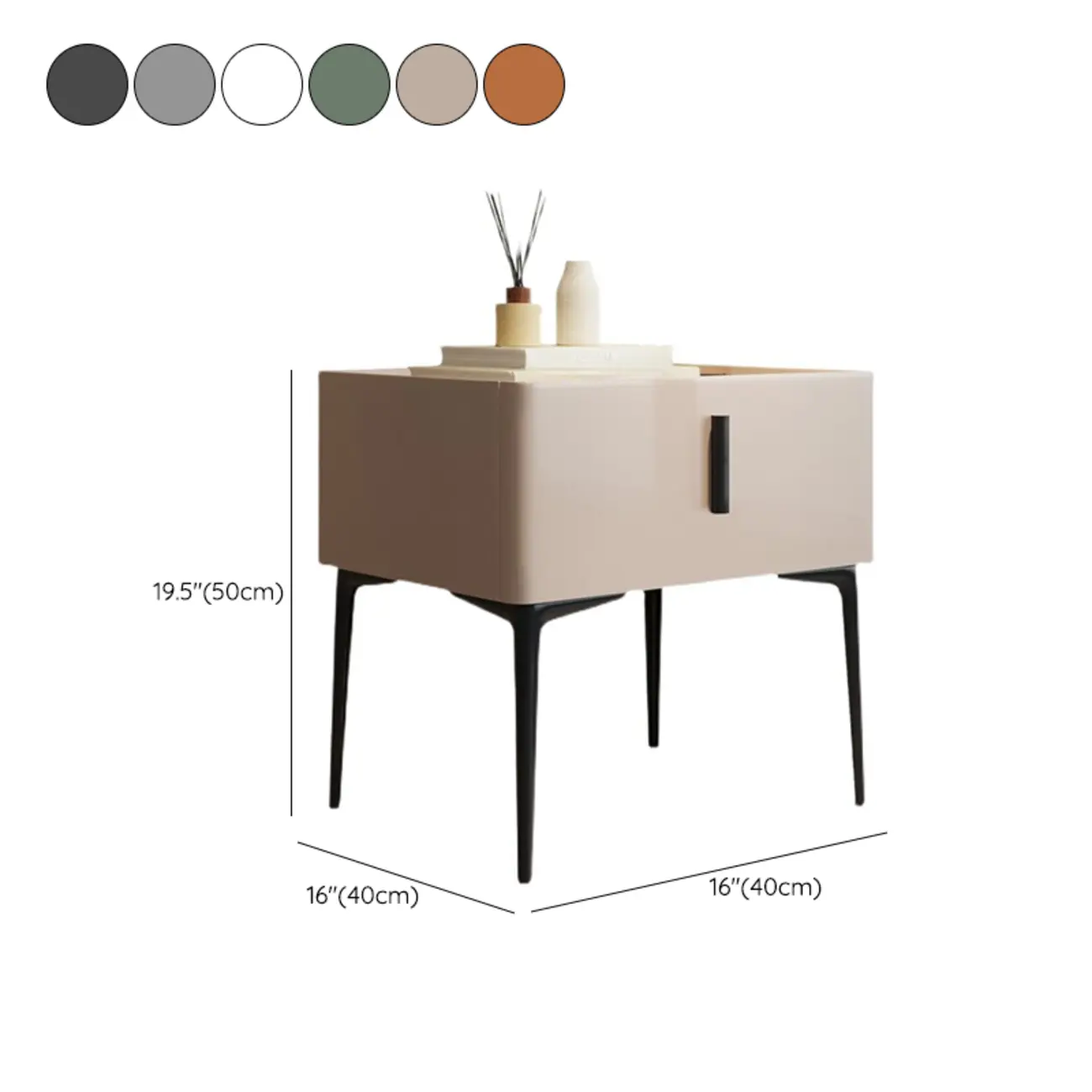 White Nightstand with Drawer Storage Faux Marble Countertop #size | homeyfad