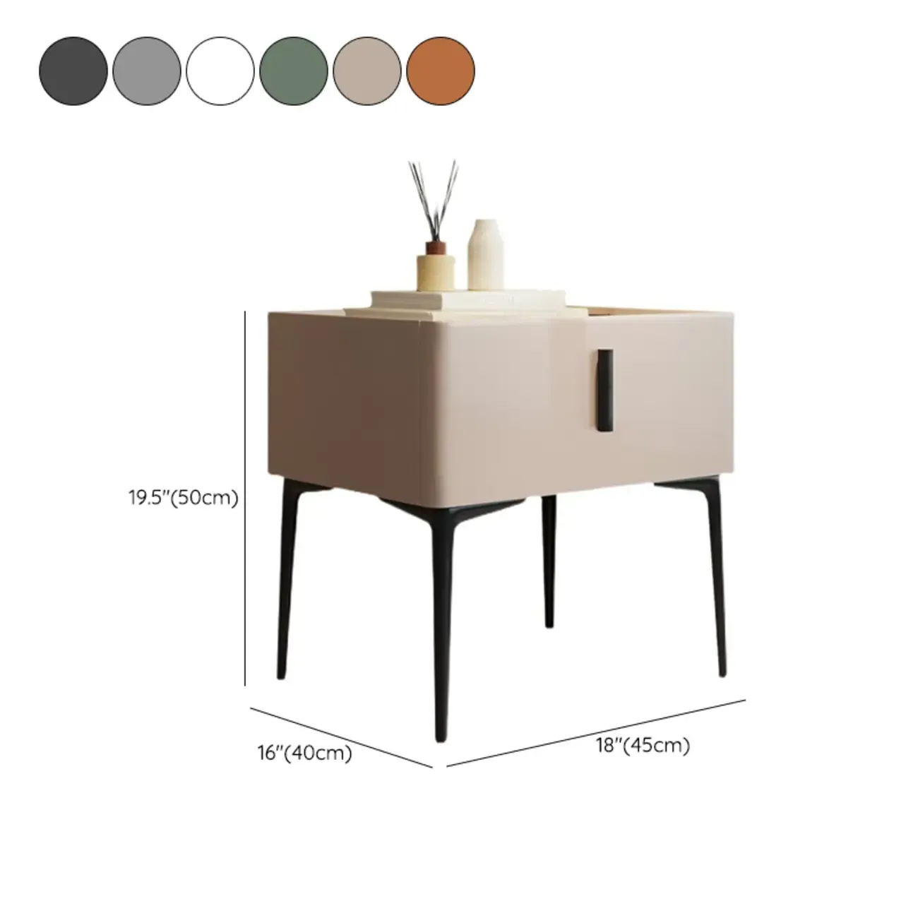 White Nightstand with Drawer Storage Faux Marble Countertop Image - 13