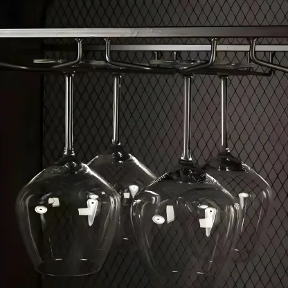 Industrial Brown Wood Wine Rack with Glass Holder and Drawers Image - 6