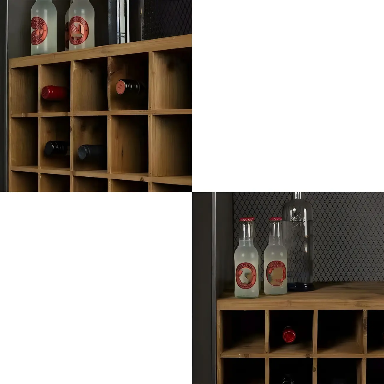 Industrial Brown Wood Wine Rack with Glass Holder and Drawers Image - 7 | homeyfad