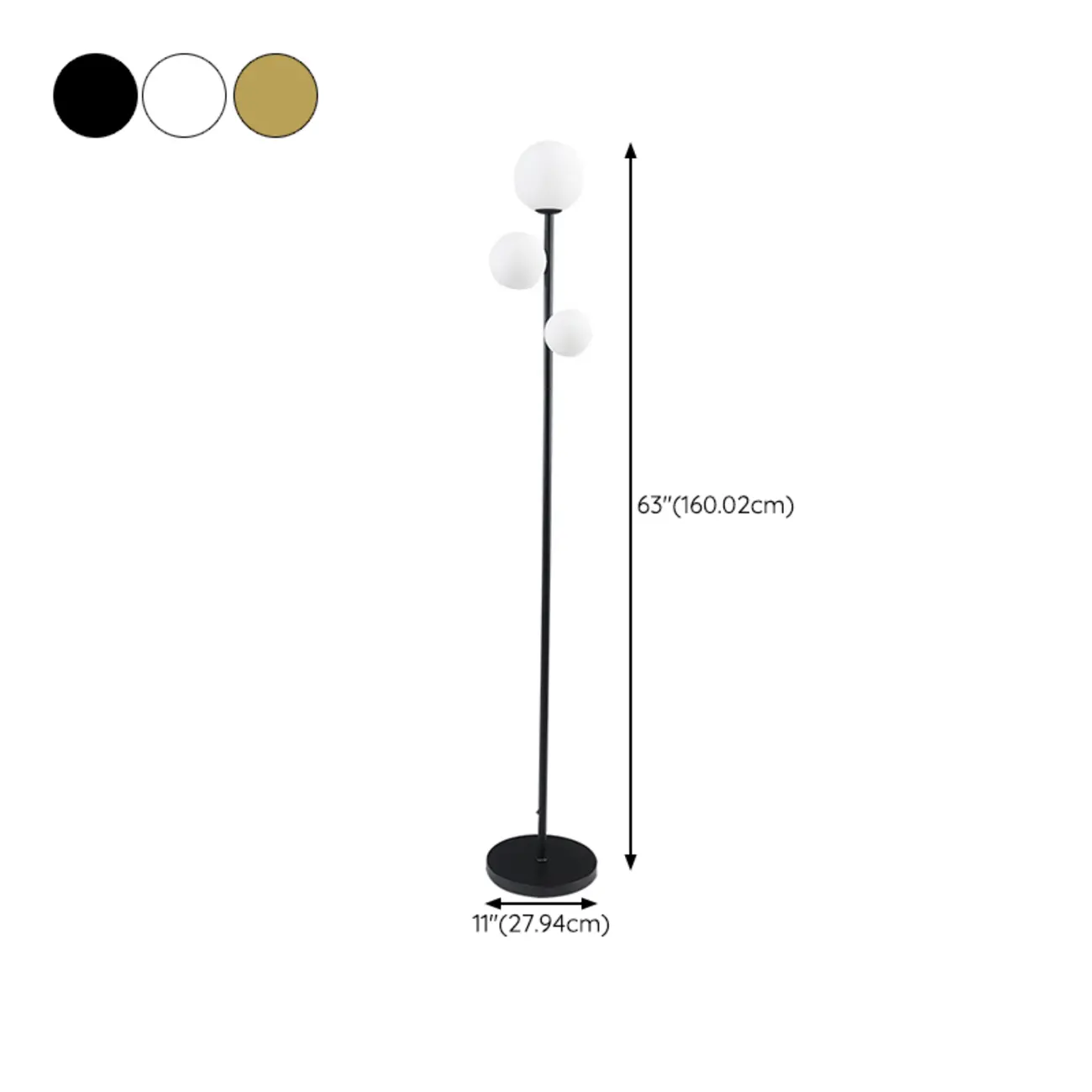 3-Light Modern Floor Lamps with Metal Base for Living Room #size