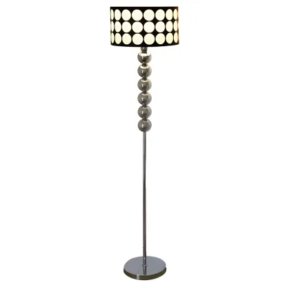 Traditional Black Floor Lamp with Stacked Ball for Bedroom Image - 3