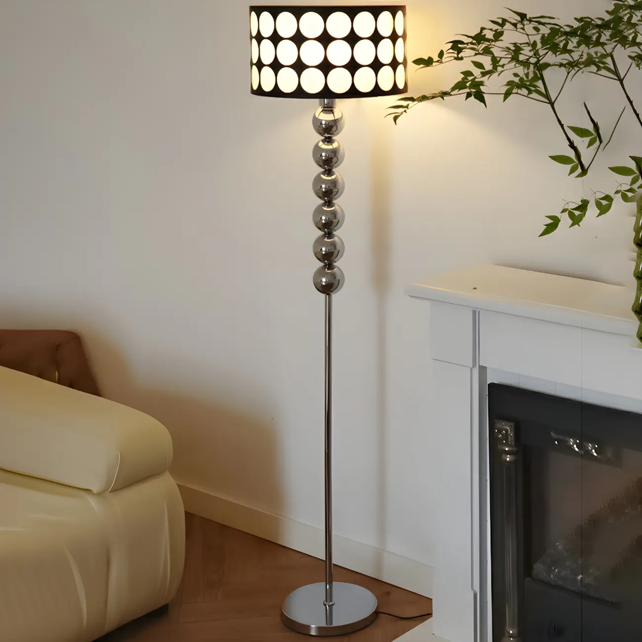 Traditional Black Floor Lamp with Stacked Ball for Bedroom Image - 4 | homeyfad