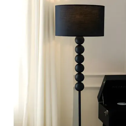 Traditional Black Floor Lamp with Stacked Ball for Bedroom Image - 6